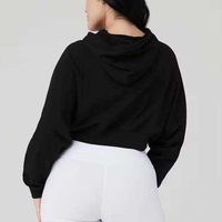 Haut court à capuche décontracté pour femme, imprimé personnalisé de haute qualité, en molleton de coton bouclette, coupe oversize, collection automne