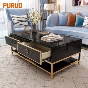 Tavolino da Salotto di Lusso con Piano in Marmo e Specchio, Design in <span class=keywords><strong>Terrazzo</strong></span> Bianco con Cassetto - Product Image 4