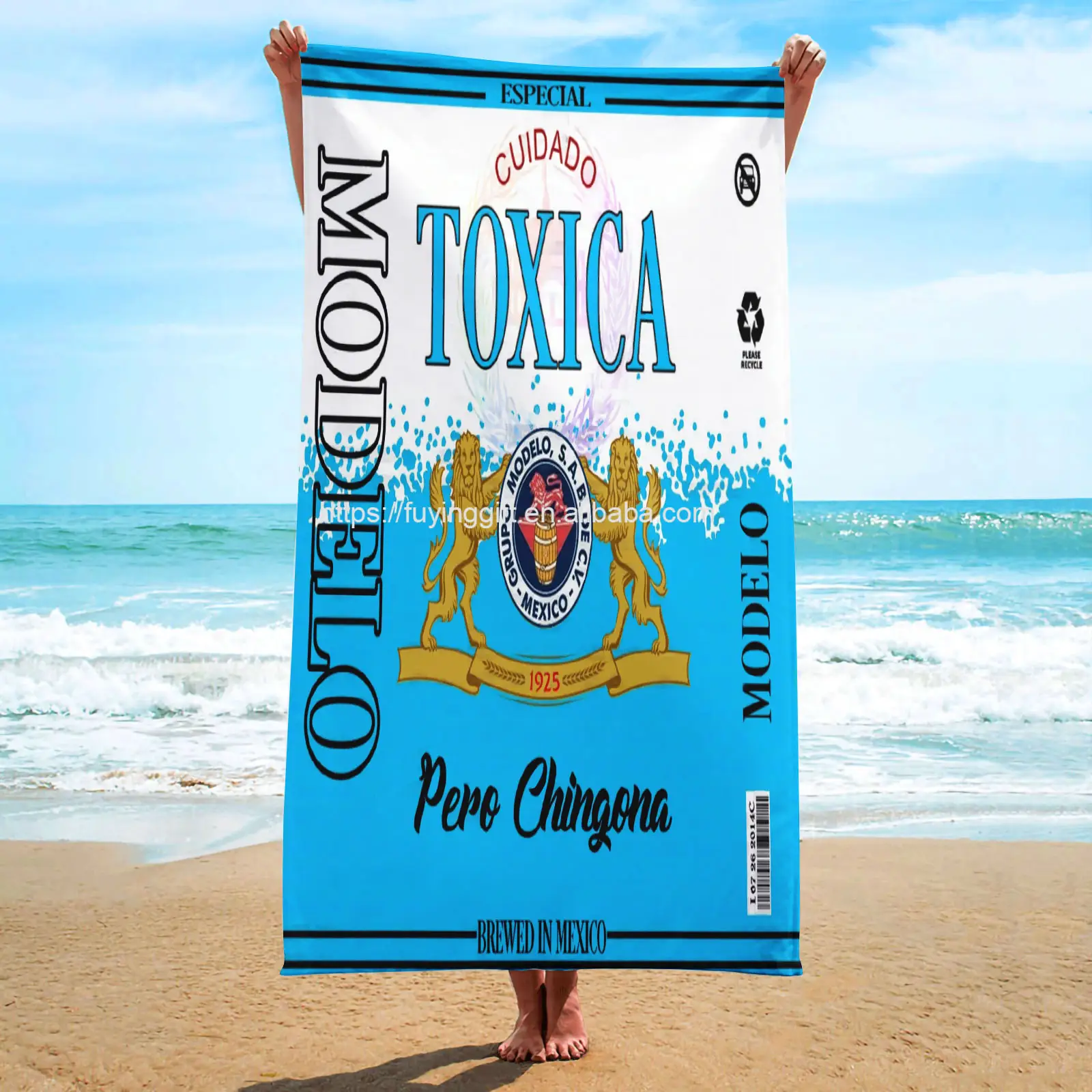 מתנה עסקית אחרונה בהתאמה אישית מגבת חוף טוקסיקה צ'ינגונה מקסיקנית עם לוגו מגבת חוף עם לוגו