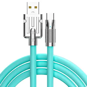 Customized Super Fast 120W Durable Thick Soft USB A to Type C USB Fast Charging Cable For IPhone Samsung Huawei