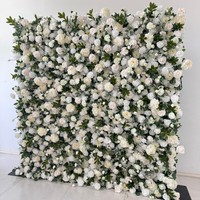 H382 Rose blanche et hortensia, fleur artificielle en tissu renforcé simulé, décorations murales florales pour mariage