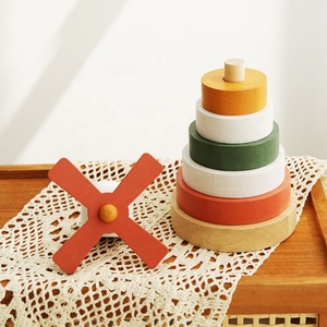 Jouet en bois Montessori : <span class=keywords><strong>Moulin</strong></span> à <span class=keywords><strong>vent</strong></span> à empiler, kit de construction vintage, puzzle créatif éducatif pour la maternelle, cadeau pédagogique pour la salle de classe - Product Image 2