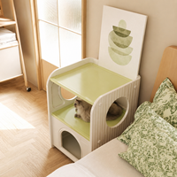 Meuble multifonctionnel pour chat, maisonnette intérieure, lit, table d'appoint, abri fermé en plastique pour chat