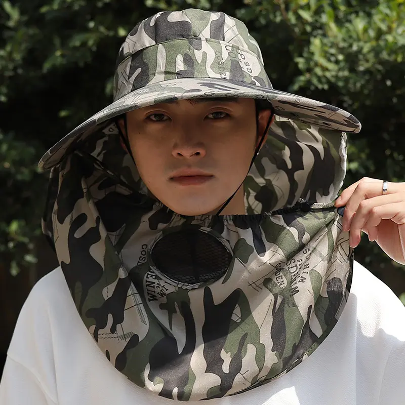 Outdoor Sun Protection Bucket Hats Summer Fishing Cap With Removable Neck Flap