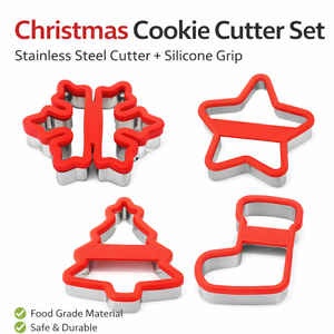 <span class=keywords><strong>Tagliabiscotti</strong></span> Ecologico per Natale, 1 Pezzo, con Impugnatura in Silicone, Stampi per Biscotti a Forma <span class=keywords><strong>di</strong></span> <span class=keywords><strong>Fiocco</strong></span> <span class=keywords><strong>di</strong></span> <span class=keywords><strong>Neve</strong></span>, Stella, Albero e Calza - Product Image 1