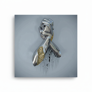 Modern Glass <b>Wall</b> <b>Canvas</b> Art: Elegant Metallic Hand Design Print,TEMPERED GLASS ART - Product Image 2