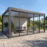 Pérgola Exterior de Aluminio Ajustable Personalizada, Sistema de Techo de Alta Calidad para Patio con Puerta de Vidrio
