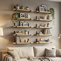 Étagères flottantes en bois, 10 pièces, organisateur de rangement mural suspendu, 15,8 pouces, pour chambre à coucher, salle de bain, cuisine, bureau
