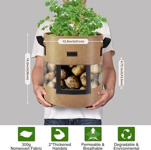 Sacs de culture pliables en feutre pour légumes et fleurs, 5/10/20 gallons, pour jardin domestique, utilisation intérieure et extérieure - Product Image 5