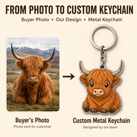 Porte-clés personnalisés en métal émaillé Vache des Highlands, vente en gros, souvenirs agricoles pour les boutiques de cadeaux écossais, l'agrotourisme et la vente au détail