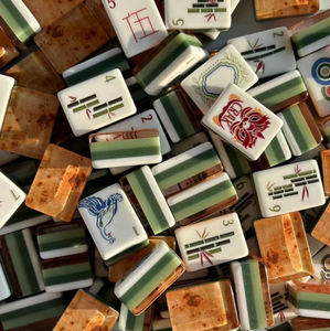 2026 Hot Selling 2 Layer Acrylic Engraved American <b>Mahjong</b> <b>Set</b> Turmeric <b>Mahjong</b> Tiles with Mat 4 Players Table Game Gift - Product Image 1