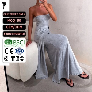 Vestido Maxi de Punto sin Tirantes, Color Sólido, Estilo Tubo Ajustado, Transpirable, de Algodón y Spandex, para Uso Diario en Verano, OEM, ODM, Personalizado - Product Image 1