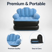 Fauteuil gonflable 2 en 1 convertible en matelas pneumatique avec accoudoirs, en PVC floqué, pour intérieur et extérieur