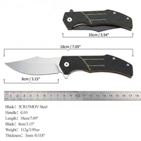 Couteau pliant haute dureté 5CR13MOV, manche antidérapant G10, couteau de poche portable pour le camping, la randonnée, EDC
