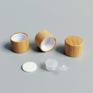 Bouchon en bambou <span class=keywords><strong>18</strong></span> mm Bouchon à vis en bambou Bouchon en bois avec réducteur d'orifice de prise de gouttes pour emballage cosmétique - Product Image 2