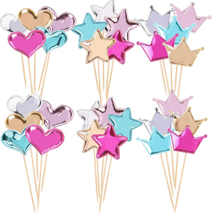 Décorations de cupcakes en forme de cœur et d'étoile scintillantes, décorations de gâteaux colorées, décorations de fête mignonnes pour les fêtes, les mariages, les fournitures de décoration de gâteaux - Product Image 2