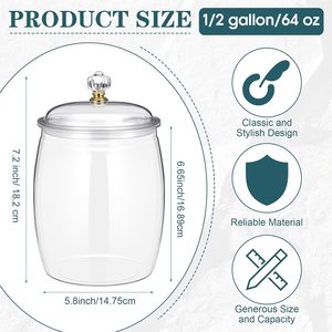 Candy and Cookie Jars with Lids Clear <strong>Plastic</strong> Cookie <strong>Container</strong> Candy Jars <strong>Large</strong> Airtight Apothecary <strong>Storage</strong> Organization - Product Image 3