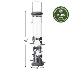 مغذيات مع 6 منافذ تغذية للتعليق في الهواء الطلق ، شماعات فولاذية ومقاومة للماء من البلاستيك الصلب الممتاز ، جذب للطيور البرية - Product Image 4