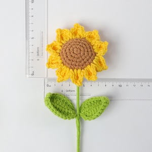 Flor artificial de girasol de lana tejida a crochet, hecha a mano, transfronteriza, regalo para el Día del Niño, Día del Maestro, ramo de Año Nuevo, decoración - Product Image 4