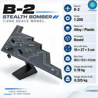 Modèle d'avion de chasse militaire B-2 Stealth Bomber 1:200 en alliage et plastique moulé sous pression avec support, collection et cadeau
