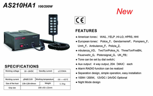 Sirène de véhicule d'urgence 12V 200Watt avec contrôleur portable pour systèmes d'alarme - Product Image 5