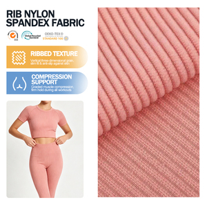 Durable Rib Nylon Spandex Fabric Stretch Ripstop Polyester Spandex Rib Material For Sport Apparel Wholesale Supply - Product Image 1