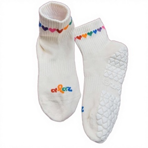 Custom Design Youth Children <b>Grip</b> Pilates <b>Socks</b> Cuff Logo Anti-Slip Breathable for Pilates Yoga - Product Image 3