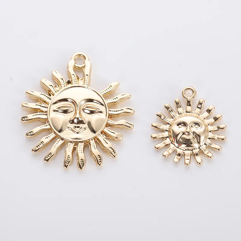 Wholesale Custom Gold Plated Sun Charms Alloy Sun Flower Pendant Charm for Necklace/Bracelet Making
