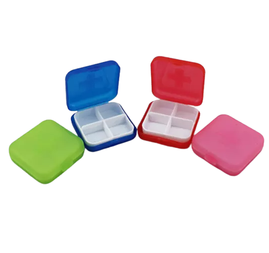 Daily Pillbox Medicine Organizer Box 4 Compartments Portable Vitamin Pill Case for Traveling