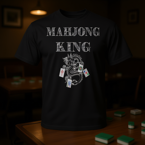 Camiseta Mahjong King negra para hombre, camiseta informal con gráfico, diseño con temática de juego - Product Image 3