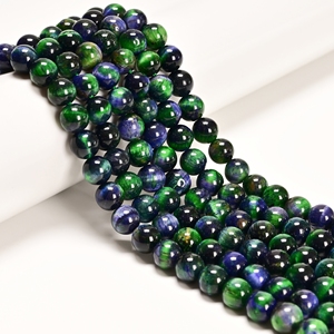 Nuove Perle Rotonde Lisce in Occhio di <span class=keywords><strong>Tigre</strong></span> Verde Blu Galassia da 6mm, 8mm, 10mm per Creazione di Gioielli e Braccialetti - Product Image 1
