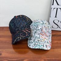 Casquette de baseball en maille style streetwear graffiti coloré unisexe, nouvelle visière incurvée respirante, chapeau de soleil printemps-été