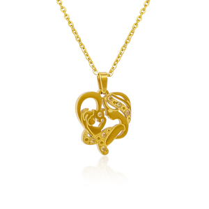 Collar con Colgante de Corazón Chapado en Oro 304 316 con Piedras de Circonia Cúbica Verde, Cadena de Caja, Estilo Clásico Unisex para Uso Diario - Product Image 5
