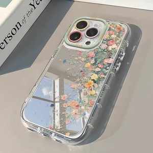 Coque adaptée pour iPhone 16 Pro Max, coque miroir crème - fleurs colorées, coque de téléphone antichoc intégrale - Product Image 5