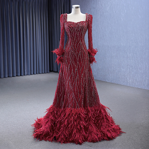 Rsm222177 <b>Top</b> Quality Luxury Womens Evening Dress Long Sleeve Evening Gown Dress Elegant Embroidery Party Dresses - Product Image 1