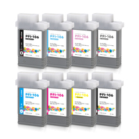 Kartrid Tinta Kompatibel PFI-106 8 Warna 130ml dengan Tinta Pigmen dan Chip untuk Printer Canon ImagePROGRAF IPF6400S IPF6410S