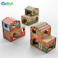 Maison pour chat en carton ondulé à 2 étages, villa duplex avec griffoir, condo en carton à double étage pour plusieurs chats d'intérieur