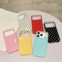 Coque de téléphone en TPU+PC antichoc à motif de pois rétro simple et tendance pour iPhone 17 16 15 14 13 12 11 Pro Max, style Ins