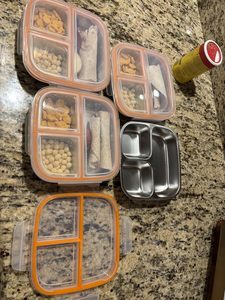 Boîtes à lunch en acier inoxydable pour enfants, réutilisables, étanches, boîte à bento pour collations avec 3 compartiments pour le stockage des aliments, pique-nique, voyage - Product Image 3