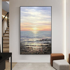 Tableau mural paysager moderne, peinture à l'huile abstraite faite à la main sur <span class=keywords><strong>toile</strong></span>, <span class=keywords><strong>vue</strong></span> sur la mer, personnalisable pour la décoration intérieure - Product Image 1