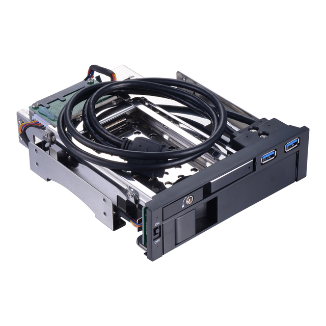 Dual Bay 2.5" + 3.5" SATA III Hard Drive Enclosure HDD & SSD Tray Caddy Internal Mobile Rack with Key Lock
