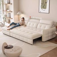 Luxuriöses Modernes Holz-Wohnzimmer-Schlafzimmer-Set mit Weichen Sofas, Bettfunktion, Liegestuhl, L-Form, Klappbar, 2-3-Sitzer, Ausziehbar mit Stauraum