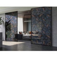 Conception personnalisée Portes en verre d'art décoratif pour appartement Salon Impression numérique Cloison en verre émaillé