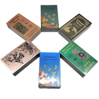 Jeu de tarot portable, durable, personnalisable, avec feuille d'or de luxe, emballage écologique en plastique, jeu d'oracle pour débutants, 7 joueurs