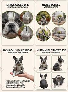 Vaso per Piante a Forma di <span class=keywords><strong>Bulldog</strong></span> <span class=keywords><strong>Francese</strong></span>, Decorazione Divertente in Resina Dipinta a Mano, Supporto per Piante Succulente e da Aria, Statua Decorativa per Giardino e Ufficio - Product Image 2
