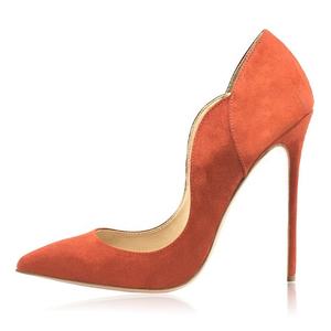 Nouveau style rose rouge daim bout pointu escarpins à talons aiguilles talon 4.7 pouces deux couleurs sexy femmes chaussures à talons hauts - Product Image 5