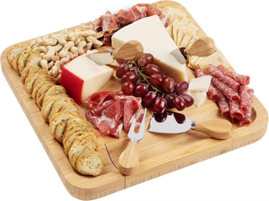 Ensemble de planche à charcuterie en bois carré pour plateau de charcuterie au fromage pour craquelins à vin Brie et viande Ensemble de planche à fromage en bambou - Product Image 2