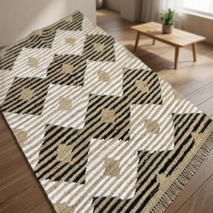 Tapis en laine/jute tissés à la main Rectangle adulte fibre naturelle maître Arts pile plate Ikat tous les jours IN;34648 MA-J011S transitionnel - Product Image 4