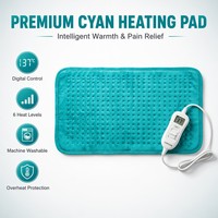 Bantalan Pemanas Listrik Cyan Portabel 30x60cm Perlindungan dari Panas Berlebih 9 Pengaturan Panas Bantalan Panas Kering dan Lembab