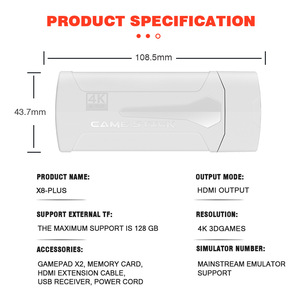 Console de jeu M8 PLUS, console de jeu rétro familiale pour TV, stick de jeu vidéo avec manette sans fil double 2.4G P5, M8 HD 64G intégré, 20000 jeux - Product Image 3